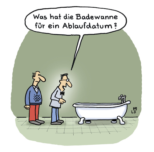 Cartoon: Badetag (medium) by Lo Graf von Blickensdorf tagged wasser,ablaufdatum,badewanne,badetag,waschen,spa,wellness,karikatur,lo,cartoon,männer,frage,abfluss,wasser,ablaufdatum,badewanne,badetag,waschen,spa,wellness,karikatur,lo,cartoon,männer,frage,abfluss