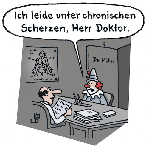 Cartoon: Beim Arzt (medium) by Lo Graf von Blickensdorf tagged schmerzen,clown,arzt,doktor,krank,chronisch,hanswurst,scherz,harlekin,narr,possenreißer,schelm,eulenspiegel,erkrankung,medizin,krankenhaus,rezept,sprechzimmer,diagnose,virus,ansteckung,corona,impfung,mediziner,karikatur,lo,cartoon,depression,bipolar,manisch,depressiv,schmerzen,clown,arzt,doktor,krank,chronisch,hanswurst,scherz,harlekin,narr,possenreißer,schelm,eulenspiegel,erkrankung,medizin,krankenhaus,rezept,sprechzimmer,diagnose,virus,ansteckung,corona,impfung,mediziner,karikatur,lo,cartoon,depression,bipolar,manisch,depressiv