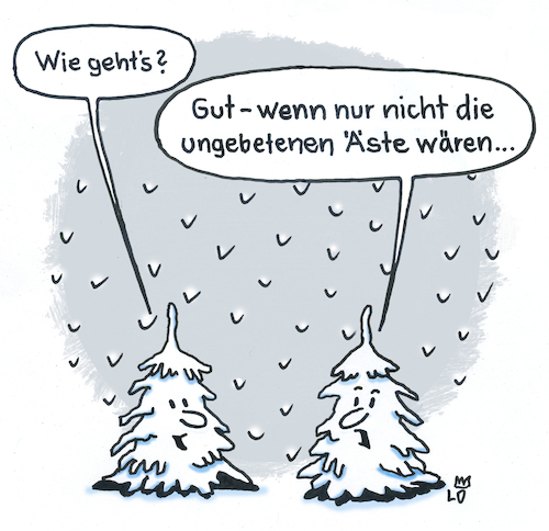 Cartoon: Besuch (medium) by Lo Graf von Blickensdorf tagged tanne,winter,weihnachten,besuch,gäste,fremde,baum,kubakrise,tanne,winter,weihnachten,besuch,gäste,fremde,baum,kubakrise