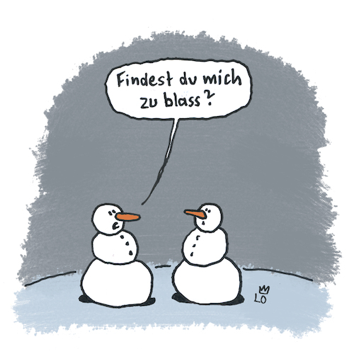 Cartoon: Blass (medium) by Lo Graf von Blickensdorf tagged ehepaar,blass,schnee,aussehen,schneemann,winter,ehemann,ehepaar,blass,schnee,aussehen,schneemann,winter,ehemann