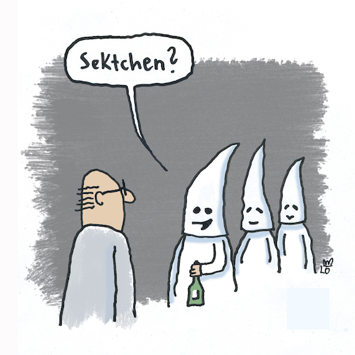 Cartoon: Freundliche Sekte (medium) by Lo Graf von Blickensdorf tagged sekte,sekt,sektenführer,sekte,sekt,sektenführer,masken