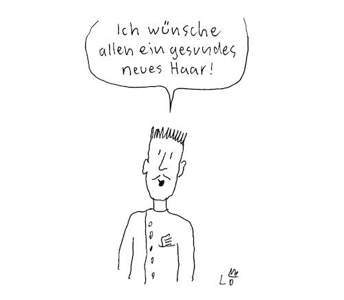 Cartoon: Friseur (medium) by Lo Graf von Blickensdorf tagged frisör,friseur,frohes,neues,gesundes,haar,wünsche,neujahr,haare,frisör,friseur,frohes,neues,gesundes,haar,wünsche,neujahr,haare