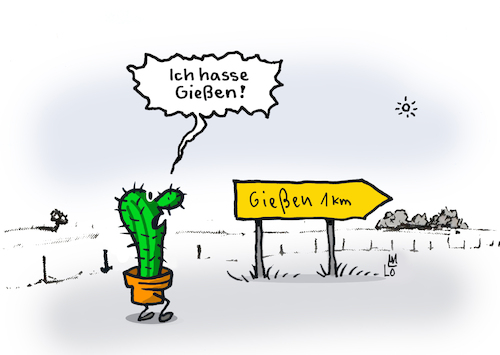 Cartoon: Gießen (medium) by Lo Graf von Blickensdorf tagged stadt,gießen,wenig,kaktus,kakteen,cactaceae,succulenten,sukkulenten,karikatur,lo,graf,cartoon,ortsschild,topfpflanze,blumentupf,hessen,justus,liebig,wasser,gießwasser,trocken,universität,lahn,stadt,gießen,wenig,kaktus,kakteen,cactaceae,succulenten,sukkulenten,karikatur,lo,graf,cartoon,ortsschild,topfpflanze,blumentupf,hessen,justus,liebig,wasser,gießwasser,trocken,universität,lahn