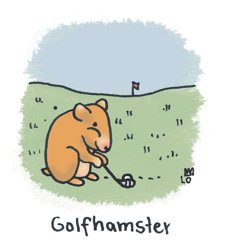 Cartoon: Golf (medium) by Lo Graf von Blickensdorf tagged sport,caddy,grün,golfsport,wortspiel,cartoon,hamster,goldhamster,einlochen,sport,caddy,grün,golfsport,wortspiel,cartoon,hamster,goldhamster,einlochen