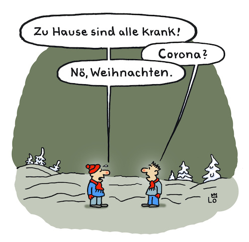 Cartoon: Infiziert (medium) by Lo Graf von Blickensdorf tagged weihnachten,weihnachtsstress,geschenke,konsumterror,weihnachtswahn,corona,covid19,sars,karikatur,lo,cartoon,schnee,landschaft,draußen,freund,kumpel,junge,kinder,zuhause,weihnachten,weihnachtsstress,geschenke,konsumterror,weihnachtswahn,corona,covid19,sars,karikatur,lo,cartoon,schnee,landschaft,draußen,freund,kumpel,junge,kinder,zuhause