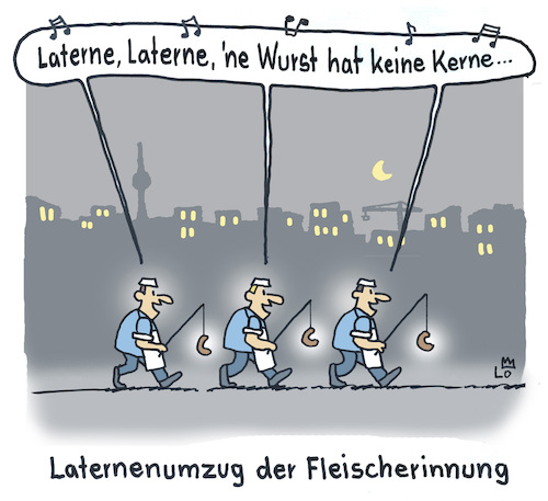 Cartoon: Laternenumzug (medium) by Lo Graf von Blickensdorf tagged nacht,laterne,sankt,martin,lambertus,fleischer,metzger,innung,karikatur,cartoon,lo,laternenumzug,umzug,kerze,marsch,demonstration,alter,brauch,wurst,kerne,mond,stadt,land,religion,vegan,vegetarisch,fleischesser,fleischermeister,innungsmeister,nahrung,ernährung,fleisch,handwerkskammer,nacht,laterne,sankt,martin,lambertus,fleischer,metzger,innung,karikatur,cartoon,lo,laternenumzug,umzug,kerze,marsch,demonstration,alter,brauch,wurst,kerne,mond,stadt,land,religion,vegan,vegetarisch,fleischesser,fleischermeister,innungsmeister,nahrung,ernährung,fleisch,handwerkskammer