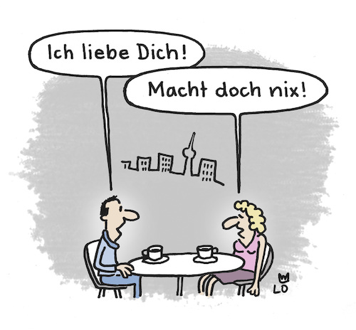 Cartoon: Liebe (medium) by Lo Graf von Blickensdorf tagged paar,liebe,liebeserklärung,verliebt,berlin,pärchen,mann,frau,jugend,kaffee,karikatir,lo,cartoon,humor,beziehung,witz,paar,liebe,liebeserklärung,verliebt,berlin,pärchen,mann,frau,jugend,kaffee,karikatir,lo,cartoon,humor,beziehung,witz