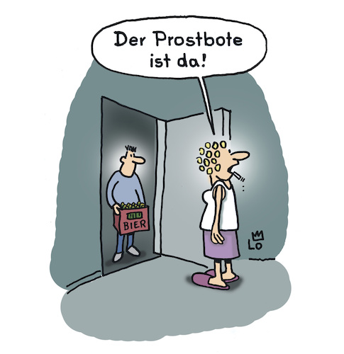 Cartoon: Lieferservice (medium) by Lo Graf von Blickensdorf tagged bier,bote,frei,haus,haustür,ehefrau,junge,mann,prost,trinken,alkohol,zigarette,lieferservice,durstexpress,ausgangssperre,getränkeservice,karikatur,lo,cartoon,bringmeister,betrunken,wortspiel,besoffen,bier,bote,frei,haus,haustür,ehefrau,junge,mann,prost,trinken,alkohol,zigarette,lieferservice,durstexpress,ausgangssperre,getränkeservice,karikatur,lo,cartoon,bringmeister,betrunken,wortspiel,besoffen