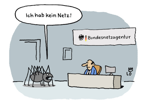 Cartoon: Mobilfunk Messwoche (medium) by Lo Graf von Blickensdorf tagged spinne,bundesnetzagentur,netz,mobilfunk,messwoche,karikatur,lo,graf,cartoon,handy,empfang,wlan,funkloch,spinne,bundesnetzagentur,netz,mobilfunk,messwoche,karikatur,lo,graf,cartoon,handy,empfang,wlan,funkloch