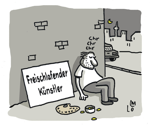 Cartoon: Obdachlos (medium) by Lo Graf von Blickensdorf tagged freischaffender,künstler,art,kunst,mietwucher,bildender,musiker,obdachlosigkeit,bettler,schlafen,nachts,bbk,künstlersozialkasse,karikatur,lo,cartoon,kapitalismus,armut,obdachlos,wohnungslos,freischaffender,künstler,art,kunst,mietwucher,bildender,musiker,obdachlosigkeit,bettler,schlafen,nachts,bbk,künstlersozialkasse,karikatur,lo,cartoon,kapitalismus,armut,obdachlos,wohnungslos