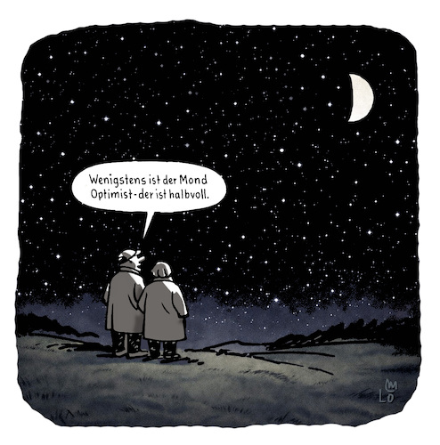 Cartoon: Optimist (medium) by Lo Graf von Blickensdorf tagged zunehmender,mond,halbmond,glas,halb,voll,paar,nacht,optimismus,karikatur,lo,graf,cartoon,sternenhimmel,weltkrise,wirtschaftskrise,finanzkrise,krieg,zunehmender,mond,halbmond,glas,halb,voll,paar,nacht,optimismus,karikatur,lo,graf,cartoon,sternenhimmel,weltkrise,wirtschaftskrise,finanzkrise,krieg