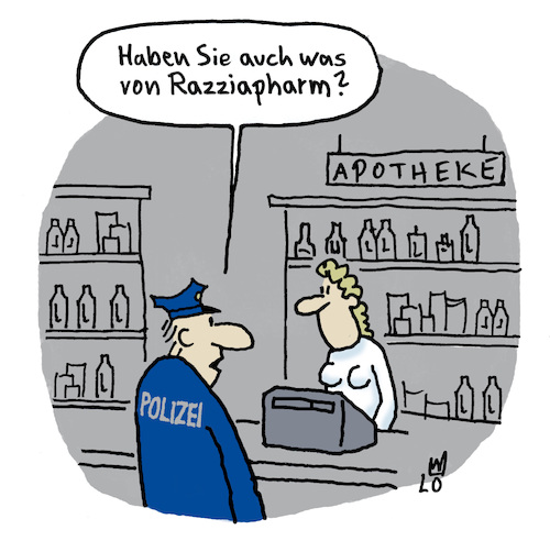 Cartoon: Razzia (medium) by Lo Graf von Blickensdorf tagged arzenei,medizin,tabletten,apotheke,rezept,krankenkasse,arzt,polizei,apothekerin,mann,frau,polizist,razzia,hausdurchsuchung,beamter,tablette,karikatur,lo,graf,cartoon,clanfamilie,kriminalität,kriminell,arzenei,medizin,tabletten,apotheke,rezept,krankenkasse,arzt,polizei,apothekerin,mann,frau,polizist,razzia,hausdurchsuchung,beamter,tablette,karikatur,lo,graf,cartoon,clanfamilie,kriminalität,kriminell