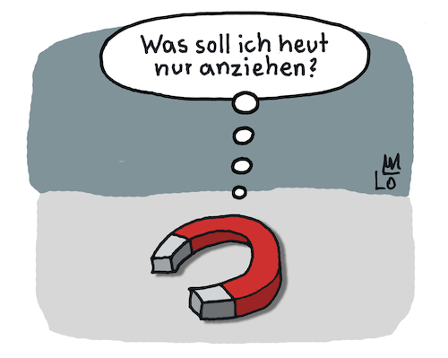 Cartoon: Schwere Entscheidung (medium) by Lo Graf von Blickensdorf tagged magnet,entscheidung,zeichnung,anziehung,karikatur,lo,graf,cartoon,bekleidung,kleidung,anziehen,magnet,entscheidung,zeichnung,anziehung,karikatur,lo,graf,cartoon,bekleidung,kleidung,anziehen