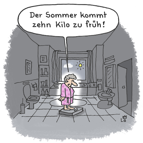 Cartoon: Sommer (medium) by Lo Graf von Blickensdorf tagged diät,waage,übergewicht,abnehmen,weight,watchers,dick,dünn,frau,badezimmer,lo,cartoon,speck,karikatur,essen,schlemmen,nahrung,ernährung,sommer,bikinifigur,diät,waage,übergewicht,abnehmen,weight,watchers,dick,dünn,frau,badezimmer,lo,cartoon,speck,karikatur,essen,schlemmen,nahrung,ernährung,sommer,bikinifigur