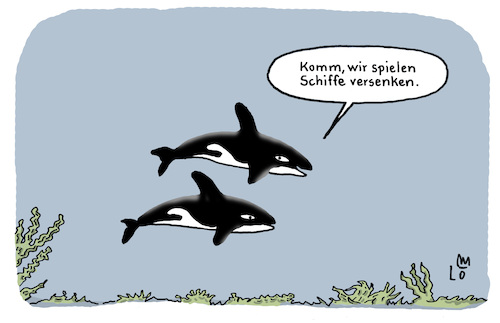 Cartoon: Strategiespiel (medium) by Lo Graf von Blickensdorf tagged attacke,segelboote,ozean,wasser,boote,symbolspiel,flipper,killerwal,regatta,orca,schwertwal,fisch,raubfisch,natur,schiffe,versenken,spiel,schiffsverkehr,mittelmeer,karikatur,lo,graf,cartoon,meer,orcinus,attacke,segelboote,ozean,wasser,boote,symbolspiel,flipper,killerwal,regatta,orca,schwertwal,fisch,raubfisch,natur,schiffe,versenken,spiel,schiffsverkehr,mittelmeer,karikatur,lo,graf,cartoon,meer,orcinus