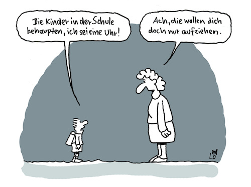 Cartoon: Uhrenumstellung (medium) by Lo Graf von Blickensdorf tagged uhr,schule,junge,schüler,uhrenumstellung,mobbing,kind,frau,mutter,zeitumstellung,sommerzeit,winterzeit,karikatur,lo,graf,cartoon,uhr,schule,junge,schüler,uhrenumstellung,mobbing,kind,frau,mutter,zeitumstellung,sommerzeit,winterzeit,karikatur,lo,graf,cartoon