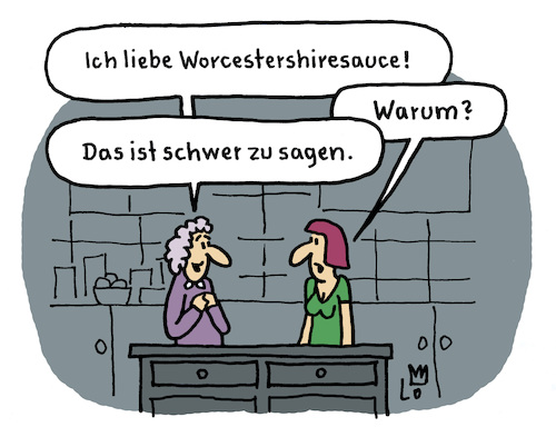 Cartoon: Unbeschreiblich (medium) by Lo Graf von Blickensdorf tagged worcestershiresauce,gewürzsoße,küche,frauen,hausfrau,fremdwort,karikatur,lo,graf,cartoon,koch,köchin,rezept,englische,würzsauce,essig,worcestershiresauce,gewürzsoße,küche,frauen,hausfrau,fremdwort,karikatur,lo,graf,cartoon,koch,köchin,rezept,englische,würzsauce,essig