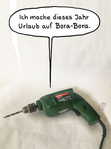 Cartoon: Urlaub (medium) by Lo Graf von Blickensdorf tagged bohrmaschine,urlaub,wortspiel,urlaubspläne,bohren,bosch,bora,insel,polynesien,ferien,verreisen,urlaubsinsel,bohrmaschine,urlaub,wortspiel,urlaubspläne,bohren,bosch,bora,insel,polynesien,ferien,verreisen,urlaubsinsel