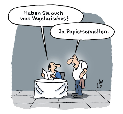 Cartoon: Vegetarier (medium) by Lo Graf von Blickensdorf tagged vegan,vegetarisch,konsum,essen,gastronomie,vegetarier,restaurant,kellner,ober,gast,speisekarte,papierservietten,servietten,karikatur,lo,graf,cartoon,tisch,bestellung,frage,menü,speisen,fleischesser,fleisch,steak,schnitzel,ernährung,bistro,imbiss,vegan,vegetarisch,konsum,essen,gastronomie,vegetarier,restaurant,kellner,ober,gast,speisekarte,papierservietten,servietten,karikatur,lo,graf,cartoon,tisch,bestellung,frage,menü,speisen,fleischesser,fleisch,steak,schnitzel,ernährung,bistro,imbiss