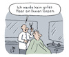 Cartoon: Beim Friseur (small) by Lo Graf von Blickensdorf tagged friseur,frisör,kunde,haare,haareschneiden,sprichwort,friseursalon,karikatur,lo,graf,cartoon,haarschnitt,schere,kamm,barbier,idiom,redensart