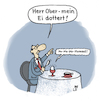 Cartoon: Beim Frühstück (small) by Lo Graf von Blickensdorf tagged ei,frühstück,cartoon,stottern,frühstücksei,herr,ober,mann,tisch,eierbecher,hotel,morgen,nahrung,morgenkaffee,kaffee