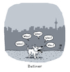 Cartoon: Belliner (small) by Lo Graf von Blickensdorf tagged berliner,belliner,wortspiel,hund,köter,beller,kläffer,gebell,straßenköter,wau,berlin,herrchen,frauchen,tier,dackel,karikatur,lo,graf,cartoon,zeichnung,silhouette,stadtrand