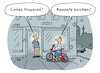 Cartoon: Cooles Rad (small) by Lo Graf von Blickensdorf tagged faltrad,klapprad,fahrrad,knicken,mann,kumpel,freund,karikatur,lo,graf,cartoon,rad,verkehr,umwelt,sport,mountainbike,gangschaltung,pedale,verkehrsmittel,cool