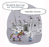 Cartoon: Erkundigung (small) by Lo Graf von Blickensdorf tagged mittelalter,ritter,ritterburg,knappe,erkundigung,hinrichtung,karikatur,lo,graf,cartoon,henker,pferd,gaul,burg,lanze,kaiser,könig,heinrich,der,viii,anne,boleyn,maria,stuart