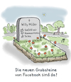 Cartoon: Facebook (small) by Lo Graf von Blickensdorf tagged friedhof,grabstein,totensonntag,karikatur,cartoon,lo,facebook,instagram,beerdigung,tod,inschrift,kreuz,totenruhe,gefällt,mir,grabpflege,verstorbener,leiche,bestattung,soziale,medien