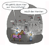 Cartoon: Hinrichtung (small) by Lo Graf von Blickensdorf tagged mittelalter,ritter,pferd,burg,knappe,hinrichtung,henker,todesurteil,inquisition,könig,kaiser,karikatur,lo,cartoon,zugbrücke,karl,der,große,kreuzritter,minnesänger,hexenverfolgung,scharfrichter,ketzer,todgeweihter,verliess,kerker,mörder,fallbeil,galgen,wortspiel,köpfen