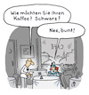 Cartoon: Im Cafe (small) by Lo Graf von Blickensdorf tagged kaffee,schwarz,mit,milch,cafe,ole,konditorei,kellner,ober,gast,clown,bunt,reklamation,bedienung