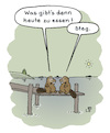 Cartoon: Mittagessen (small) by Lo Graf von Blickensdorf tagged essen,mittagessen,abendessen,steak,biber,steg,wortspiel,holz,baumstamm,see,fluss,tiere,nagetier,karikatur,lo,cartoon,umwelt