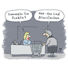 Cartoon: Neulich im Supermarkt... (small) by Lo Graf von Blickensdorf tagged kassiererin,frau,supermarkt,kasse,alte,oma,warenband,einkaufswagen,treuepunkte,treueherzen,paypal,rewe,kundin,altersflecken,rentnerin,seniorin,lebensmittel