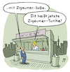 Cartoon: Politisch korrekt (small) by Lo Graf von Blickensdorf tagged wurst,imbiss,currywurst,pommes,frites,zigeunersoße,zigeuner,sinti,roma,karikatur,mann,lo,cartoon,verkäuferin,imbisswagen,berlin,politisch,korrekt