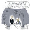 Cartoon: Reserviert (small) by Lo Graf von Blickensdorf tagged tisch,reserviert,restaurant,ober,kellner,stumm,mann,essen,trinken,cartoon,nahrung