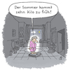 Cartoon: Sommer (small) by Lo Graf von Blickensdorf tagged diät,waage,übergewicht,abnehmen,weight,watchers,dick,dünn,frau,badezimmer,lo,cartoon,speck,karikatur,essen,schlemmen,nahrung,ernährung,sommer,bikinifigur