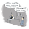 Cartoon: Vor Gericht (small) by Lo Graf von Blickensdorf tagged gericht,richter,justiz,rechtsanwalt,daten,klau,klaus,internet,vorname,hacker,computer,kriminell,angeklagter,mann