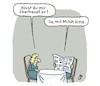 Cartoon: Zuhören (small) by Lo Graf von Blickensdorf tagged skizzenblock,alltag,ehealltag,zuhören,cartoon,beziehung,zeitungleser,toonpool,zuhause,frau,mann,gesellschaft,karikatur,lo,graf,nahrung,milch,kaffee,küche