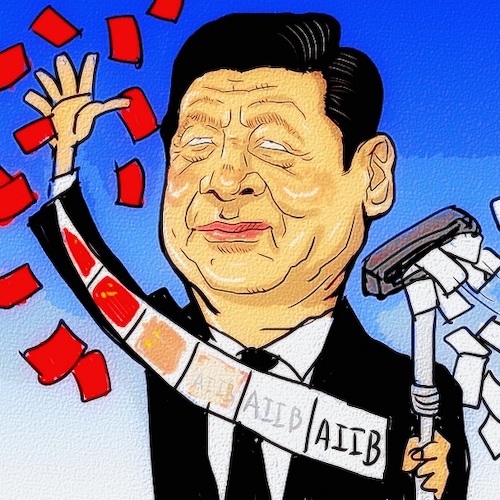 Cartoon: AIIB (medium) by takeshioekaki tagged aiib