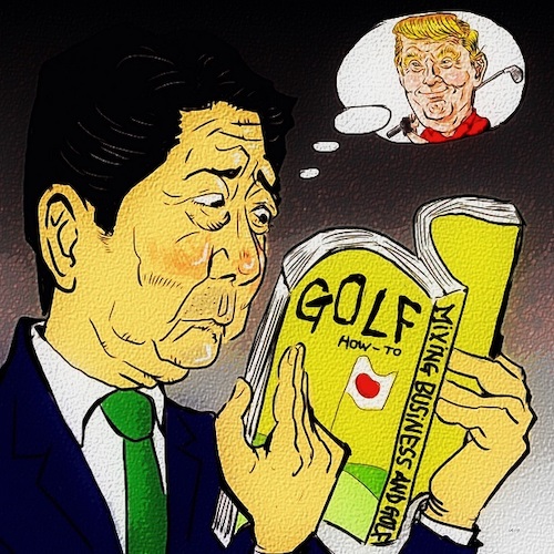 Cartoon: golf (medium) by takeshioekaki tagged trump