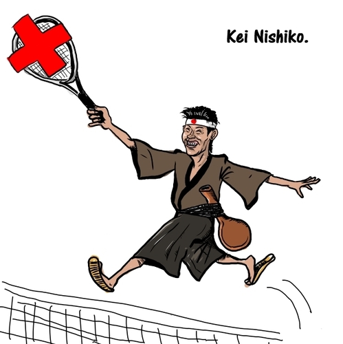 Cartoon: Kei Nishikori (medium) by takeshioekaki tagged tennis,nishikori
