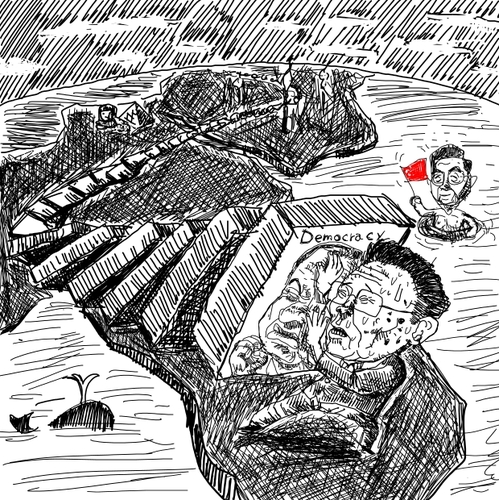 Cartoon: Kim Jong-il  Domino Toppling (medium) by takeshioekaki tagged kim,egypt