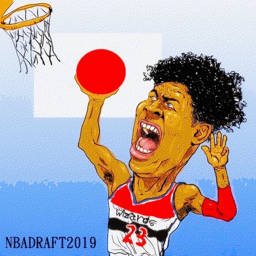 Cartoon: Rui Hachimura (medium) by takeshioekaki tagged nba