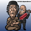 Cartoon: morbid dependence gaddafi (small) by takeshioekaki tagged gaddafi,mercenary,morbiddependence