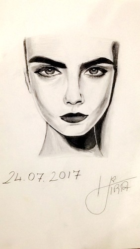 Cartoon: Cara Delevingne Portrait (medium) by hira tagged cara,delevingne,drawing,portrait