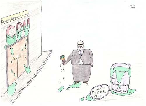 Cartoon: Grüner Anstrich (medium) by kneissar tagged klimapolitik,wirtschaftspolitik,cdu,altmaier,plan