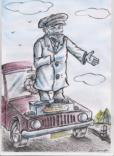 Cartoon: guide (medium) by vadim siminoga tagged politics,leaders,crowd,consciousness,manipulation,fanaticism,lobbyism