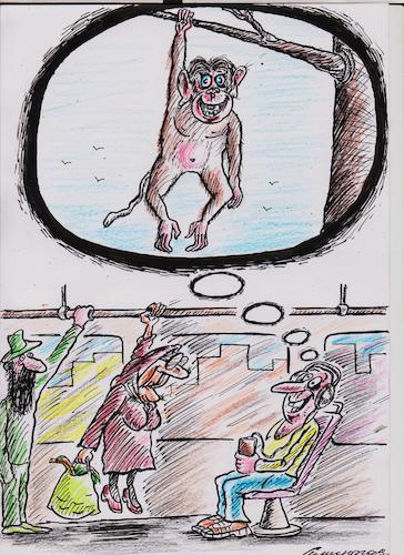 Cartoon: hanger (medium) by vadim siminoga tagged nature,monkey,old,age,youth,transport,education