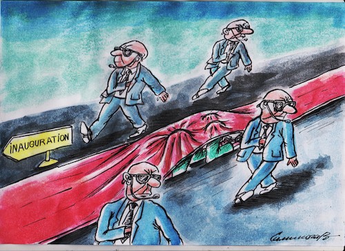 Cartoon: Inauguration (medium) by vadim siminoga tagged scary,election,inauguration,biden,trump,covit,capitol,seizure,riots