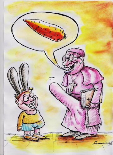 Cartoon: love carrot (medium) by vadim siminoga tagged pedophilia,catholicism,priest,love,neighbor